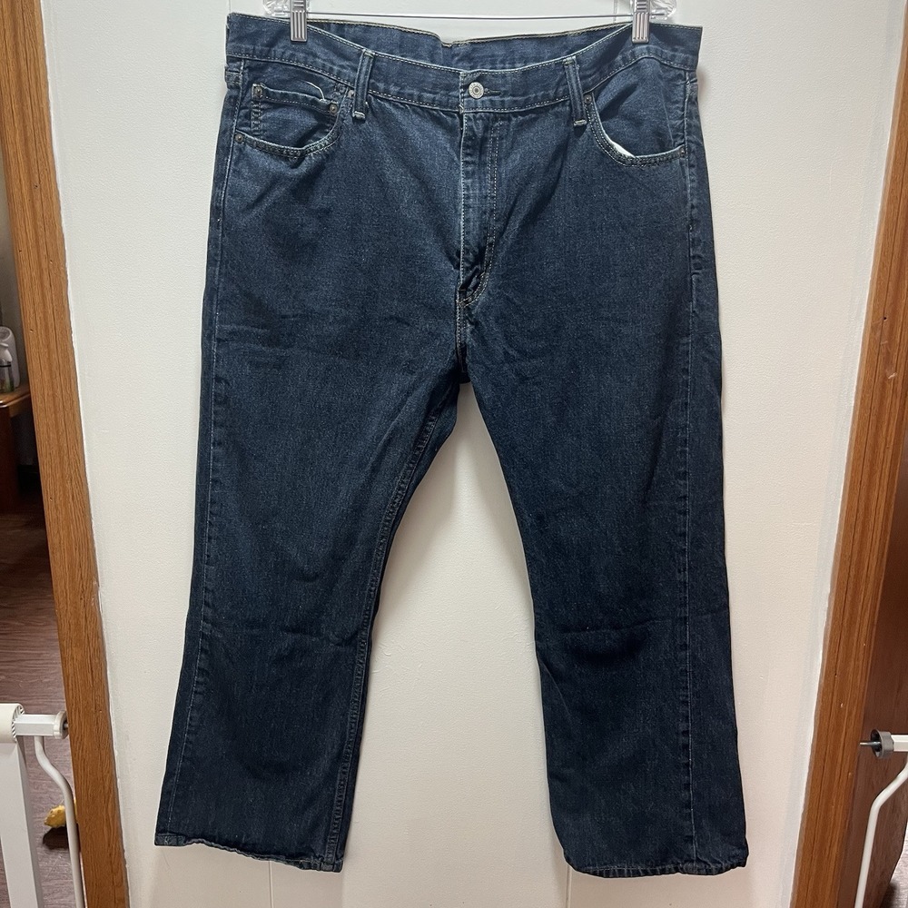 Levis 527 Modern Slim Fit Bootcut Jeans Mens 42x30 Dark Wash Blue Denim